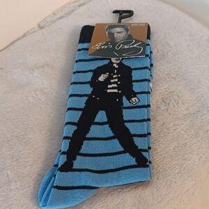 Elvis Presley Blue Striped Socks